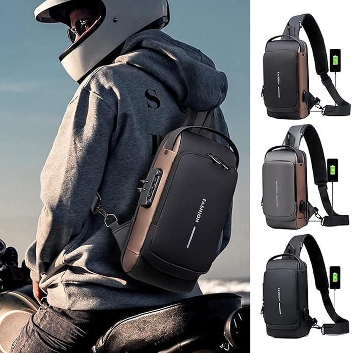 Unisex Anti-Theft Sling Bag with USB Port – Lightweight – Water Resistant – Shoulder & Chest Bag