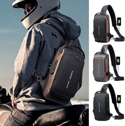 Unisex Anti-Theft Sling Bag with USB Port – Lightweight – Water Resistant – Shoulder & Chest Bag