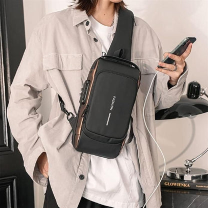 Unisex Anti-Theft Sling Bag with USB Port – Lightweight – Water Resistant – Shoulder & Chest Bag