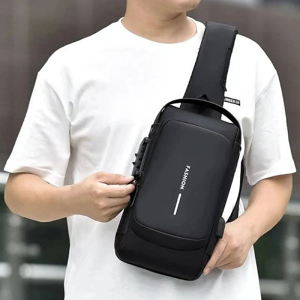 Unisex Anti-Theft Sling Bag with USB Port – Lightweight – Water Resistant – Shoulder & Chest Bag