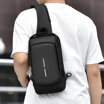 Unisex Anti-Theft Sling Bag with USB Port – Lightweight – Water Resistant – Shoulder & Chest Bag